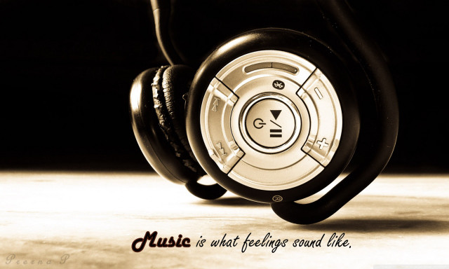 Headphones music is just feelings free wallpaper - medium preview image