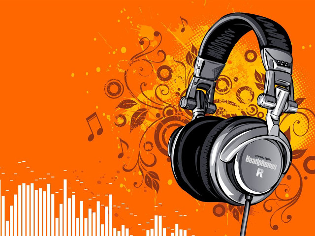 Headphones music note splash paint free wallpaper - medium preview image