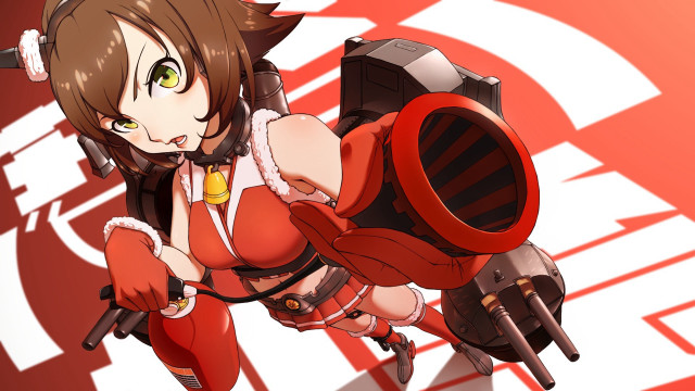 Woman red outfit holding gun free wallpaper - medium preview image