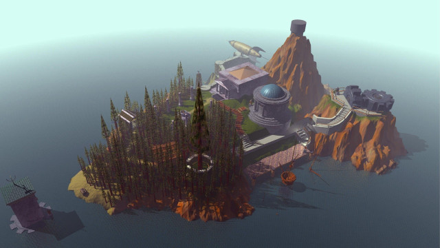 Island tower telescope computer generated free wallpaper - medium preview image