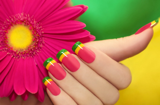 Womans hand pink flower yellow #2 free wallpaper - medium preview image