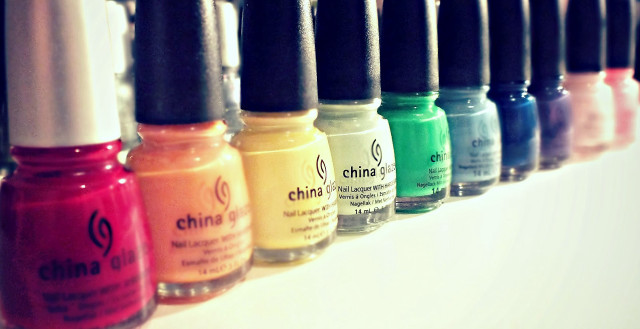 Nail polish bottles shelf white free wallpaper - medium preview image