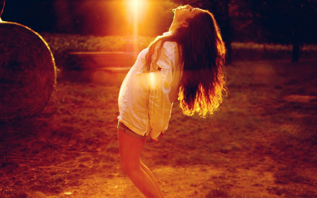 Woman field hair wind sun free wallpaper - medium preview image