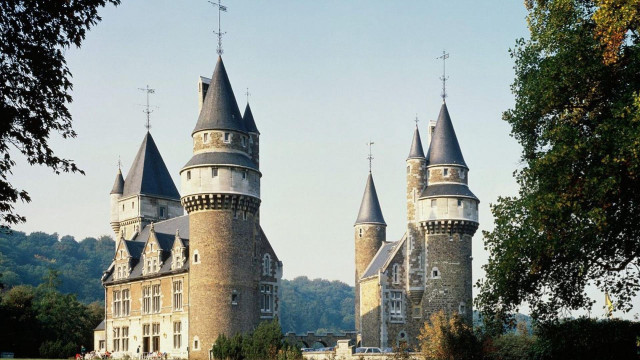 Castle turrets towers park trees free wallpaper - medium preview image