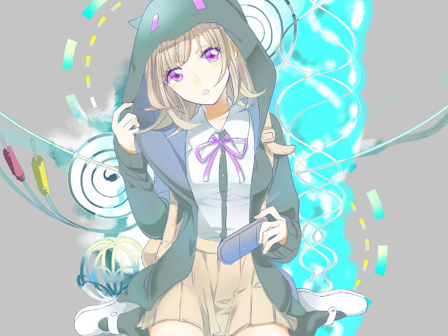 Girl hoodie sitting table tablet free wallpaper - medium preview image