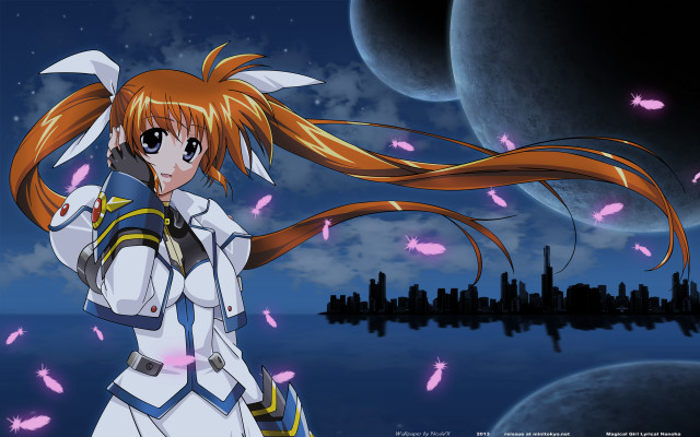 Anime girl red hair city #2 free wallpaper - medium preview image
