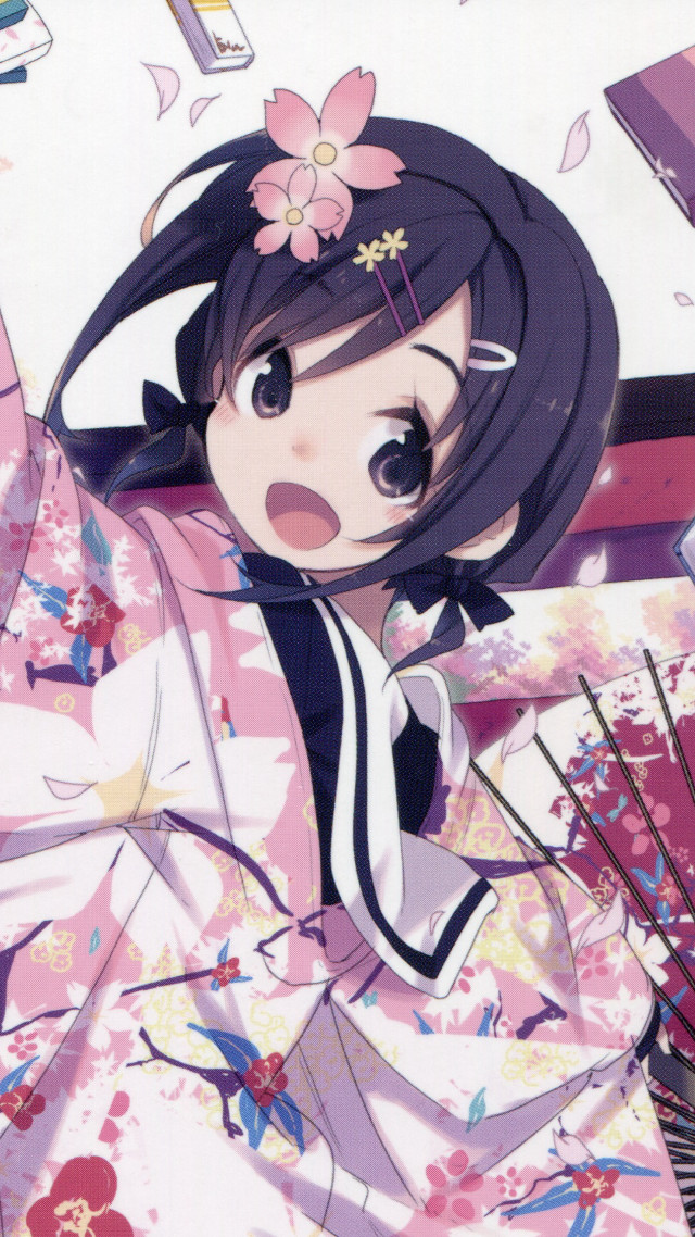 Woman kimono fan flower hair free wallpaper - medium preview image