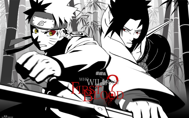 Anime characters swords bamboo forest free wallpaper - medium preview image