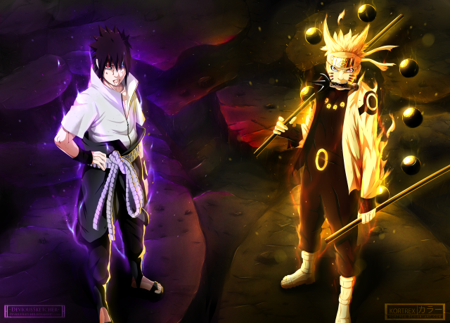 Anime characters dark background yellow free wallpaper - medium preview image