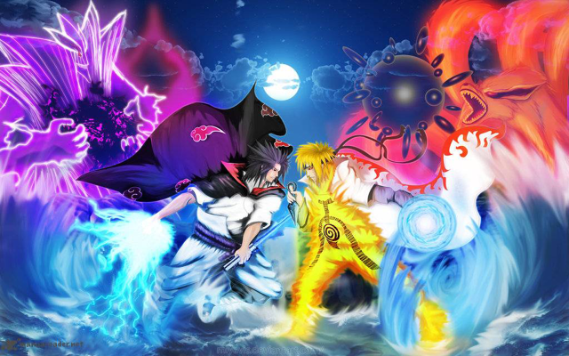 Anime characters colorful background clouds free wallpaper - medium preview image