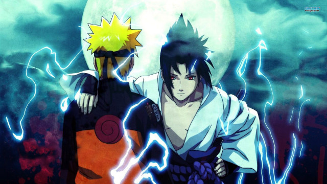 Anime characters full moon lightning free wallpaper - medium preview image