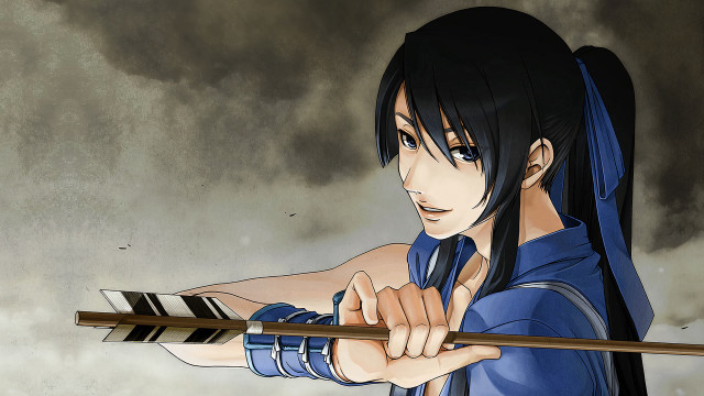 Anime character bow arrow cloudy free wallpaper - medium preview image