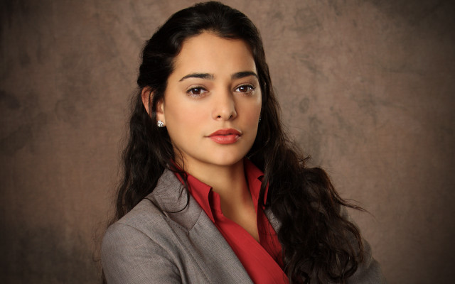 Woman longhair grayjacket redshirt portrait free wallpaper - medium preview image