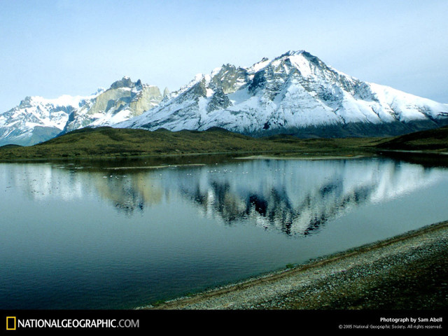 Mountain lake snow blue sky #2 free wallpaper - medium preview image