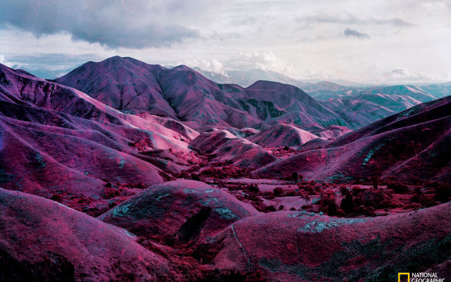 Mountain range purple rocks green free wallpaper - medium preview image