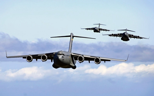 Large airplane flying sky background free wallpaper - medium preview image