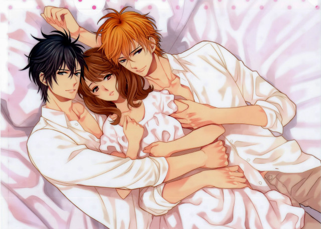Couple lying bed pink blanket free wallpaper - medium preview image