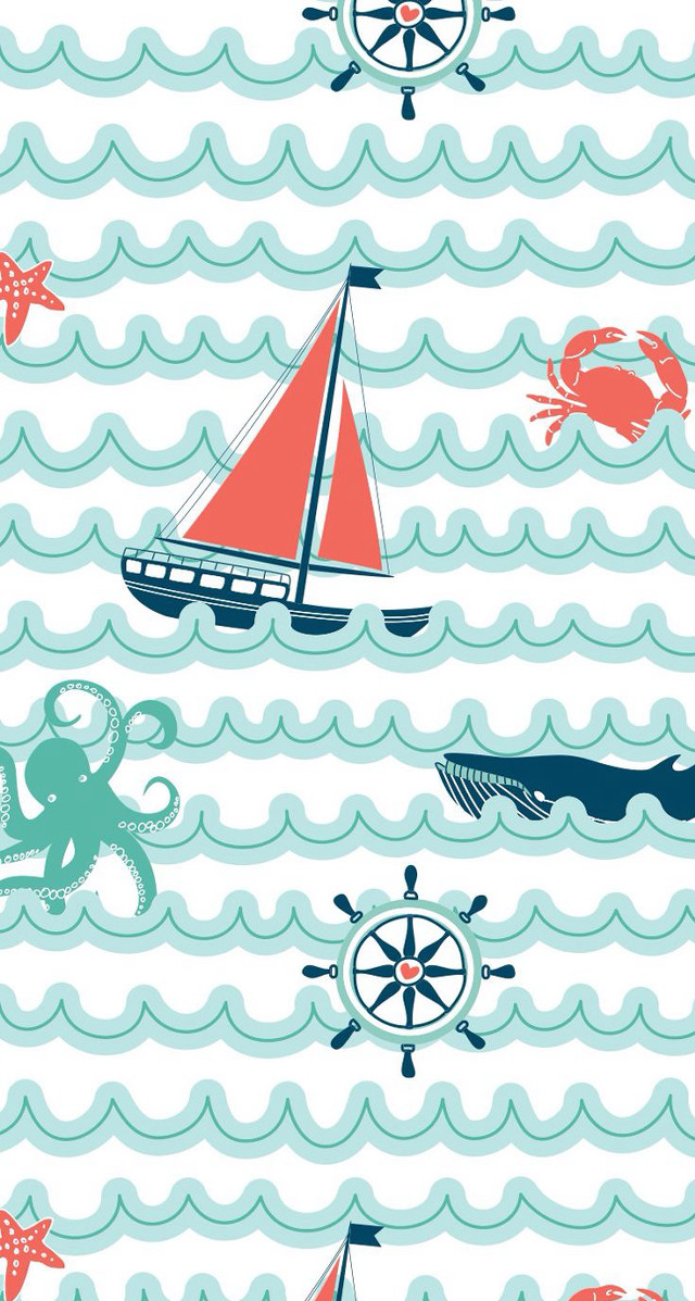 Blue red boat octopus crab free wallpaper - medium preview image