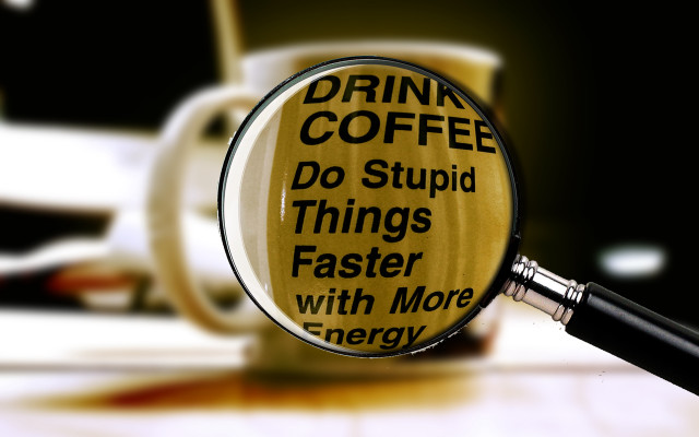 Magnifying coffee glass quote blurry free wallpaper - medium preview image