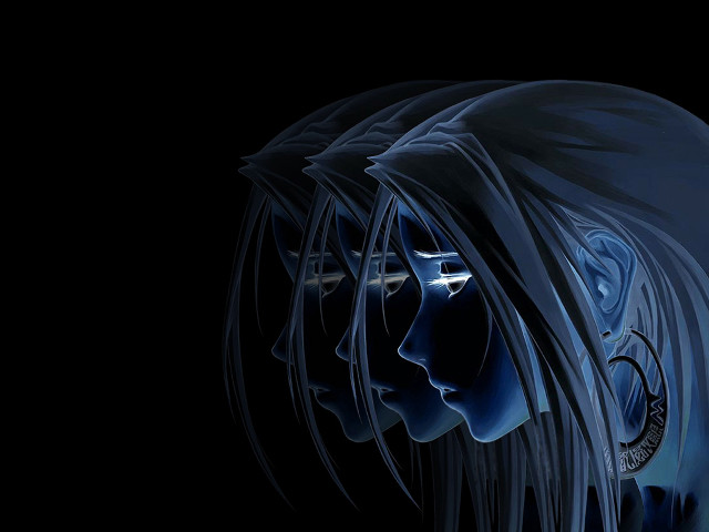 Woman blue face dark abstract free wallpaper - medium preview image