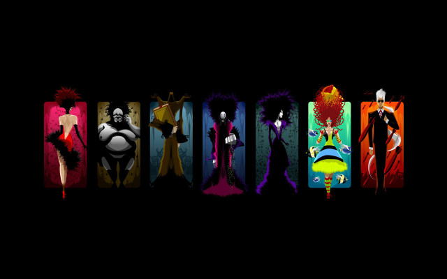 Animated characters row black background #2 free wallpaper - medium preview image