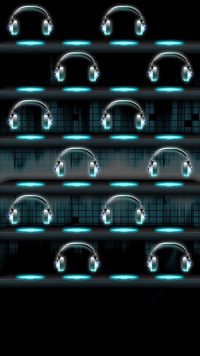 Headphones glowing dark room black free wallpaper - medium preview image