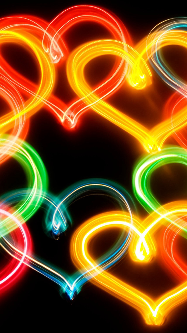 Heart shaped neon light black free wallpaper - medium preview image