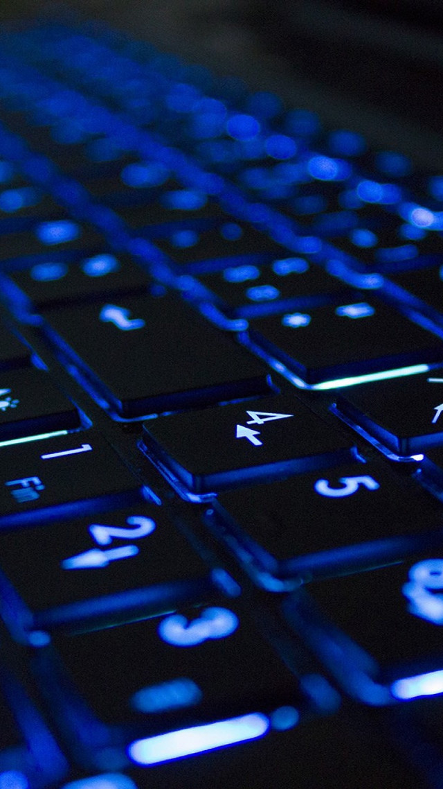 Close up blue light keyboard free wallpaper - medium preview image