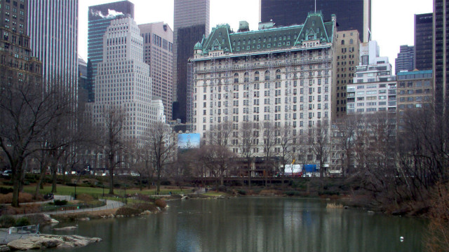 City park pond bridge skyscrapers free wallpaper - medium preview image