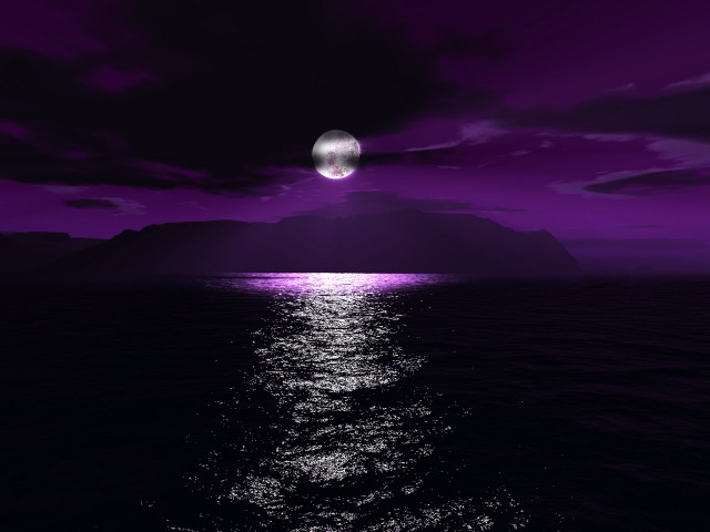 Purple sky full moon water free wallpaper - medium preview image