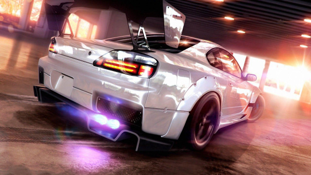 White car hood up back free wallpaper - medium preview image
