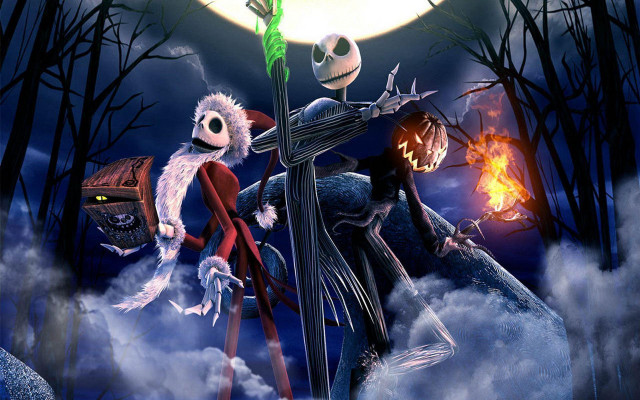 Skeleton cartoon graveyard glowing green free wallpaper - medium preview image