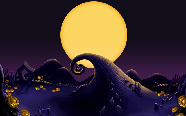 Halloween cartoon full moon pumpkins free wallpaper - medium preview image