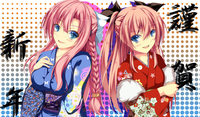 Anime girls pink hair blue #8 free wallpaper - medium preview image