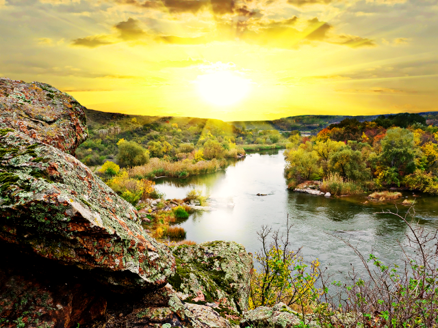 River lush forest cloudy sky #2 free wallpaper - medium preview image