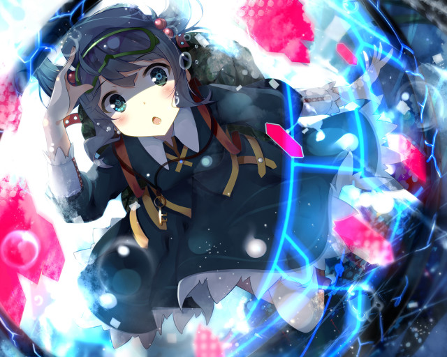 Anime character sword red blue free wallpaper - medium preview image