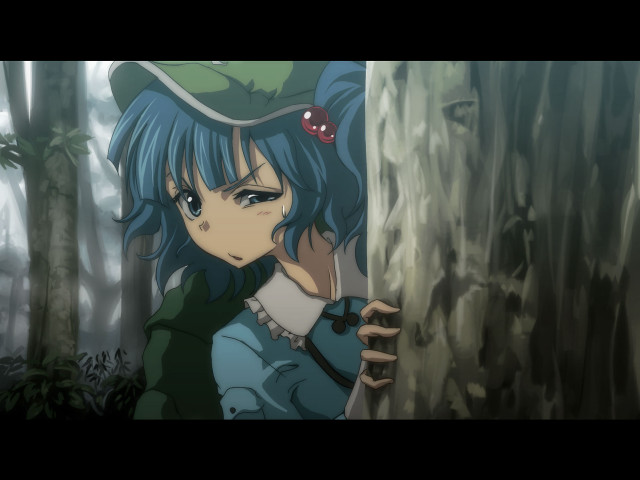 Girl blue hair hat forest free wallpaper - medium preview image