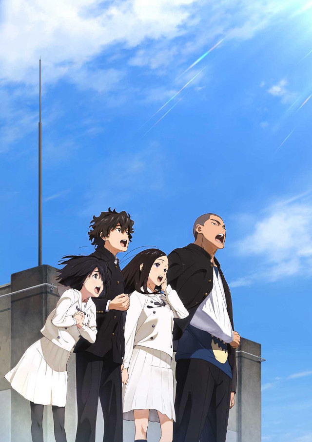 Group people rooftop sky background free wallpaper - medium preview image