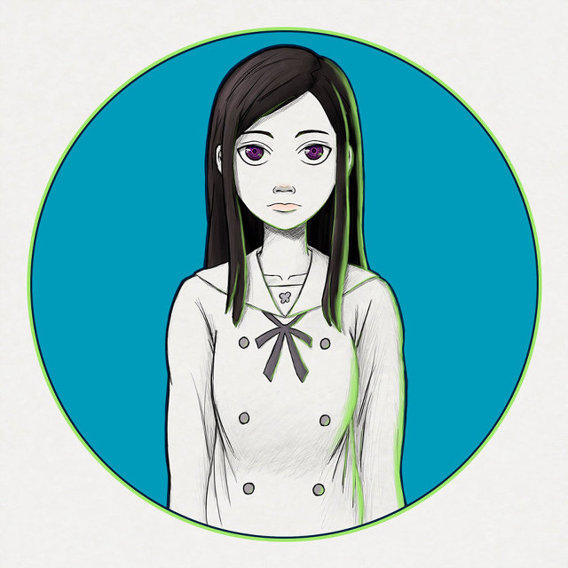 Girl portrait blue circle green free wallpaper - medium preview image