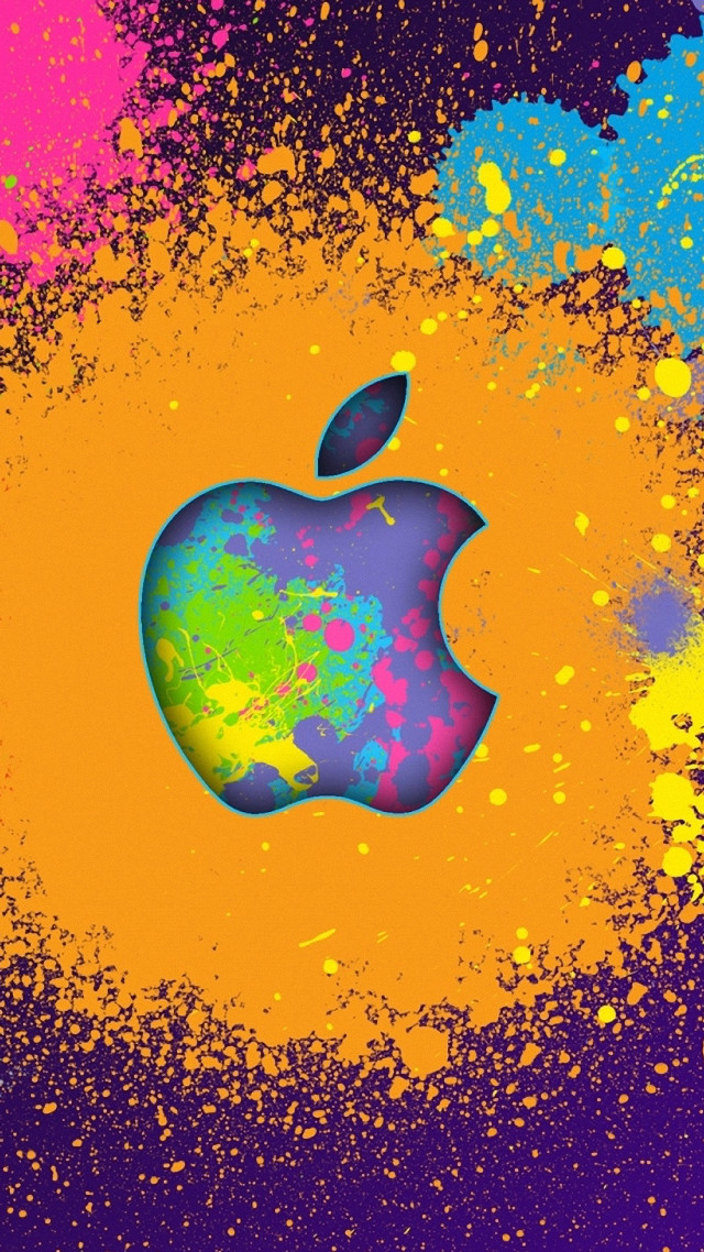 Colorful apple logo paint splatter free wallpaper - medium preview image