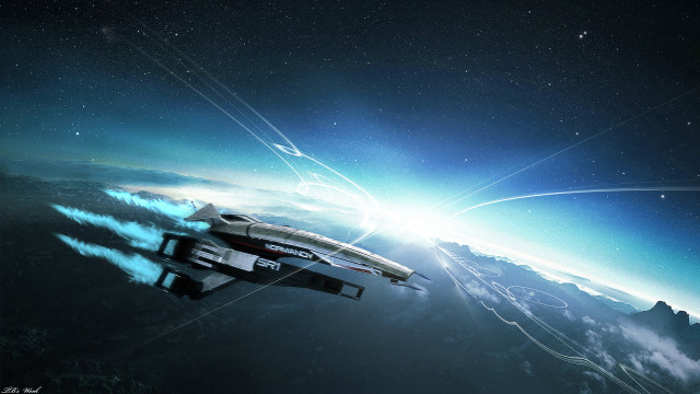 Spaceship flying sky star background free wallpaper - medium preview image