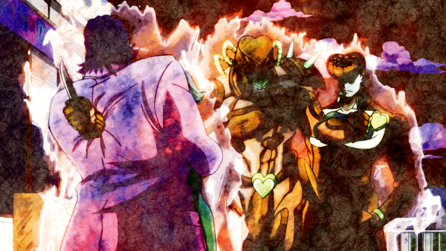 People firepit man sword painting free wallpaper - medium preview image