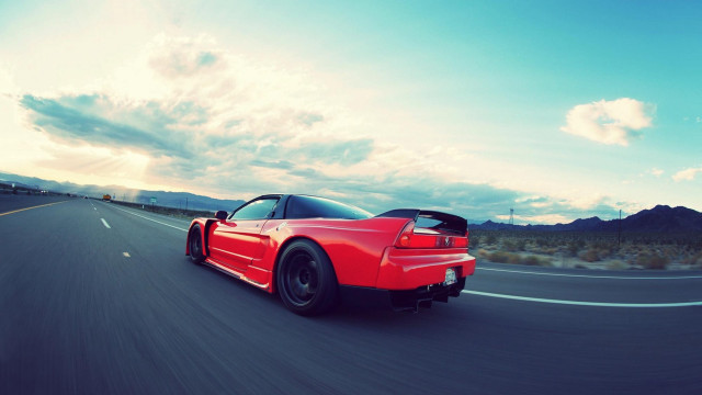 Red sports car desert mountains #4 free wallpaper - medium preview image