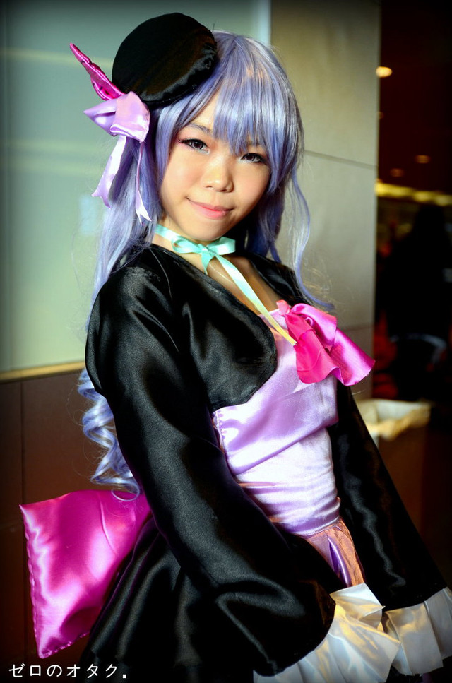 Purple hair black hat cosplay free wallpaper - medium preview image