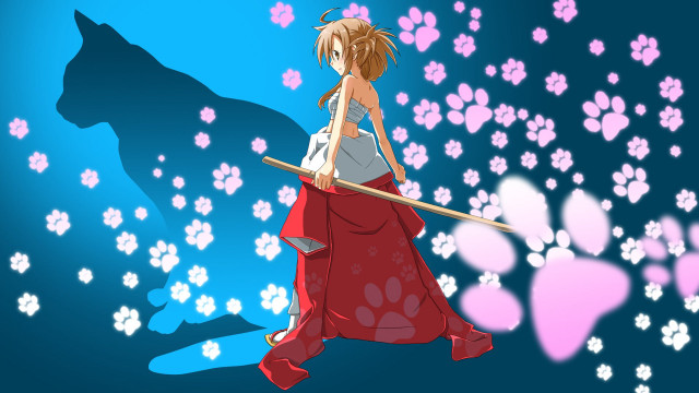 Woman red dress wolf flower free wallpaper - medium preview image