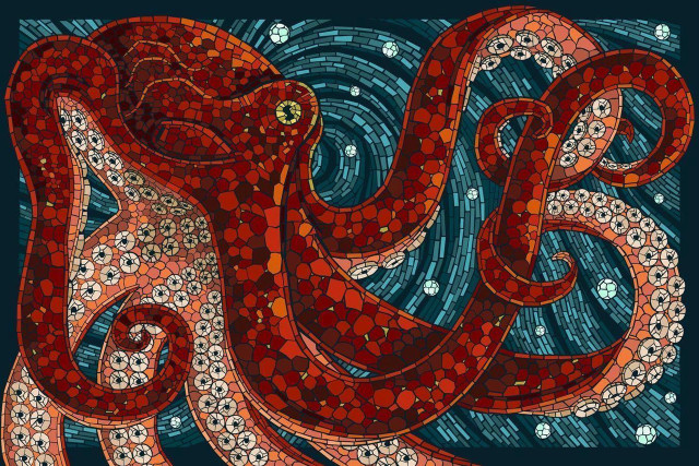 Octopus colorful painting bubbles underwater free wallpaper - medium preview image