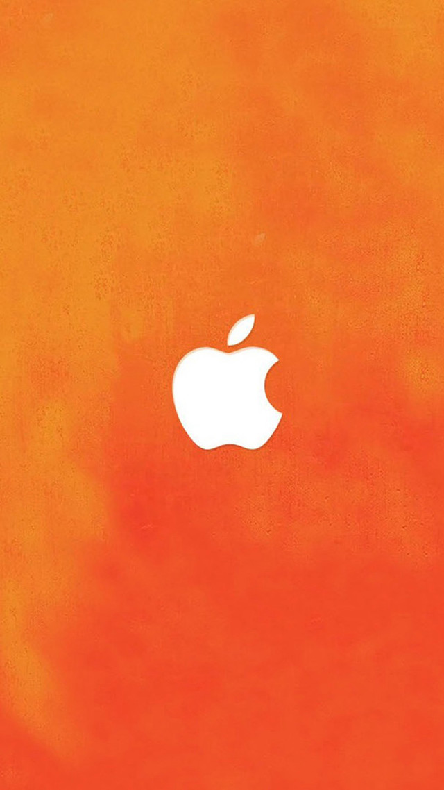 Orange background apple logo side free wallpaper - medium preview image