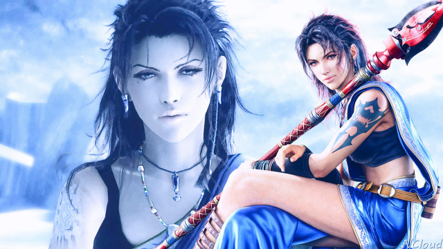 Woman sword rock sky background free wallpaper - medium preview image