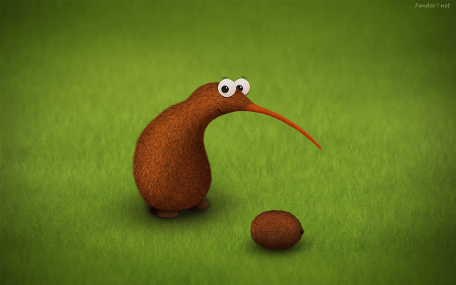 Cartoon bird big beak green free wallpaper - medium preview image