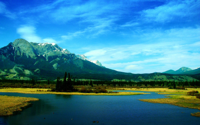 River valley mountains blue sky #2 free wallpaper - medium preview image